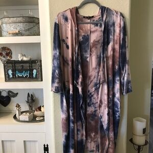 Coin 1804 Tie Dye Long Tunic Stretchy Duster 1X